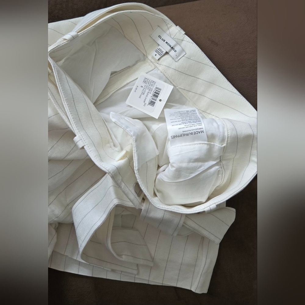 Club Monaco Women's Belted Linen Blend Short #1174 - Picture 7 of 7